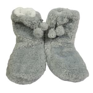 Fuzzy Winter Slippers‎ Gray and White Size 9-10